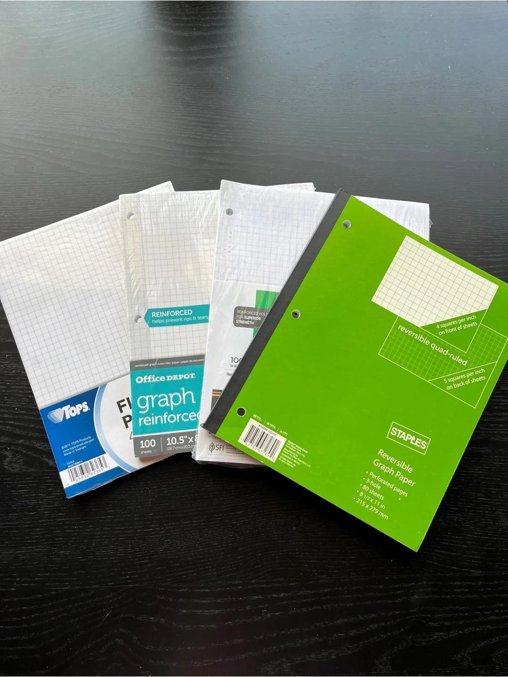 4 Pack Graph Paper Filler Pad Staples Tops Five Star Office Depot 4x4 3-Hole